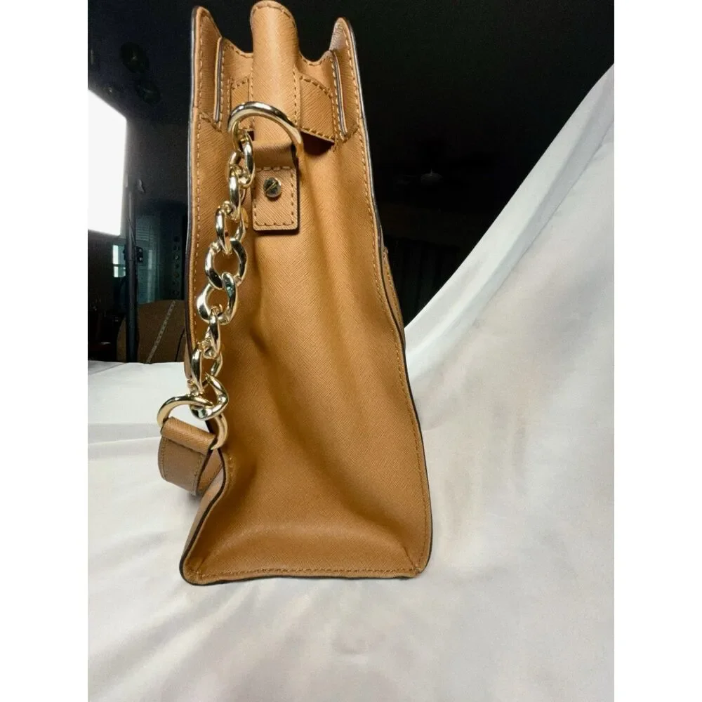 Michael Kors Hamilton Saffiano Leather Medium Satchel Handbag W/ Shoulder Strap